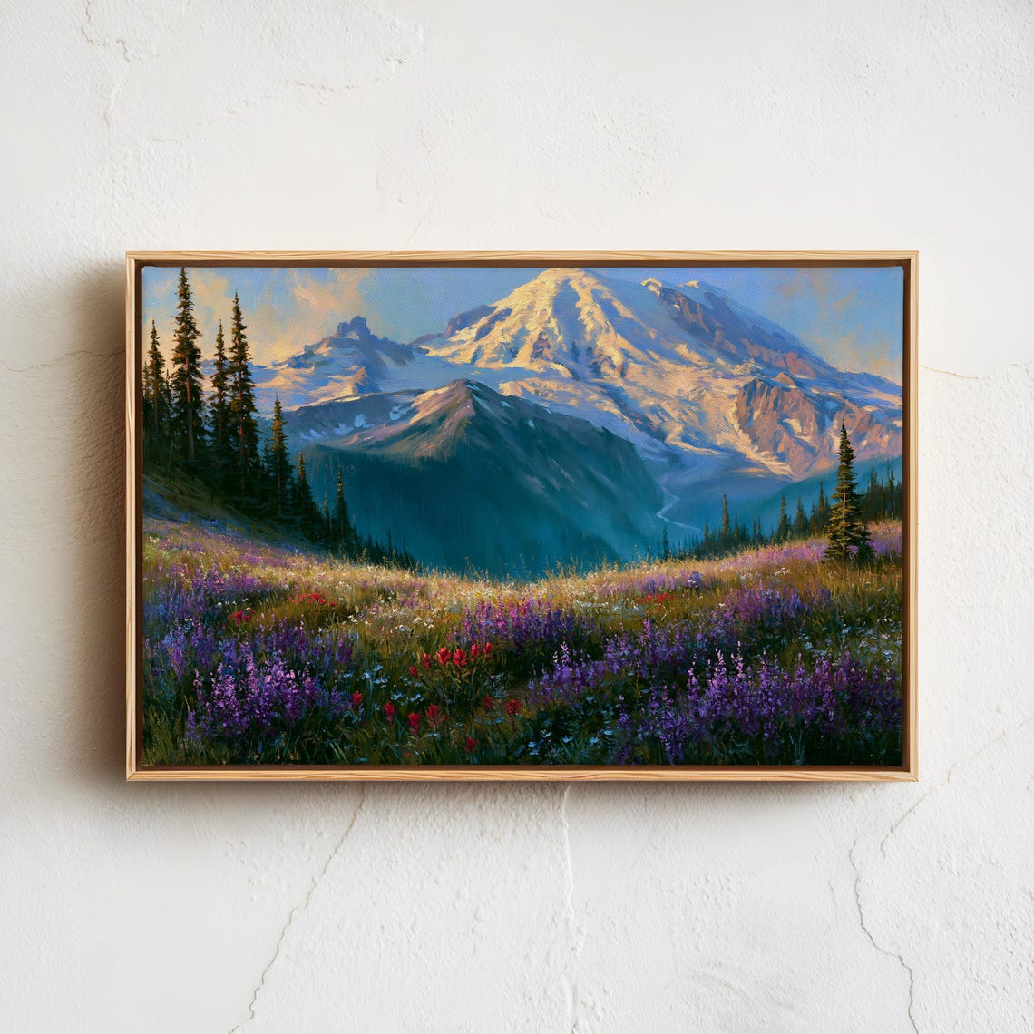 Mount Rainier Wildflower Meadow Snowy Peak Sunrise Landscape Wall Art