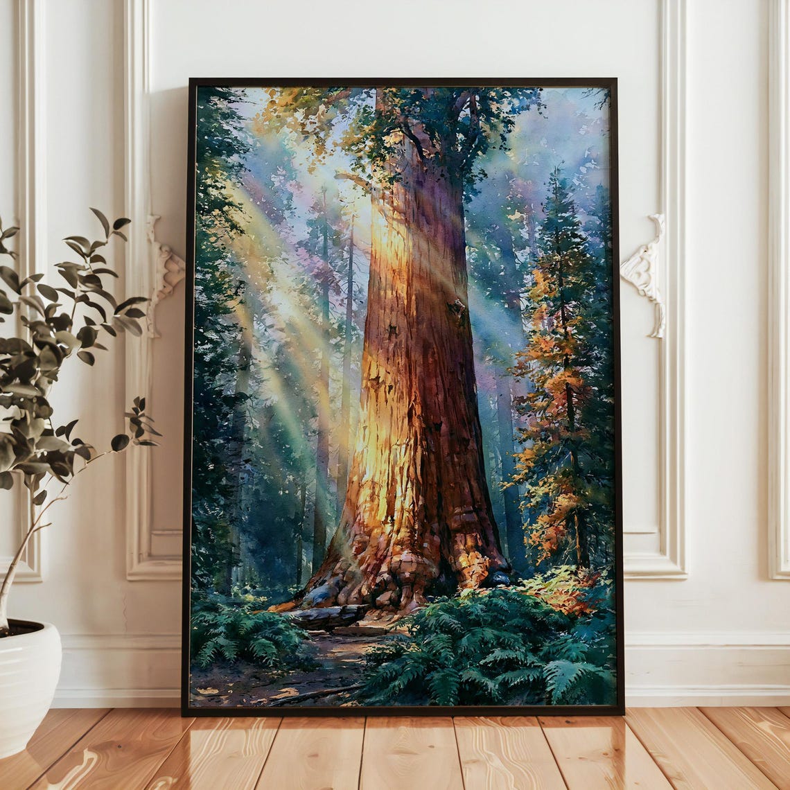 Sequoia National Park Giant Sequoia Tree Sunlit Forest Poster