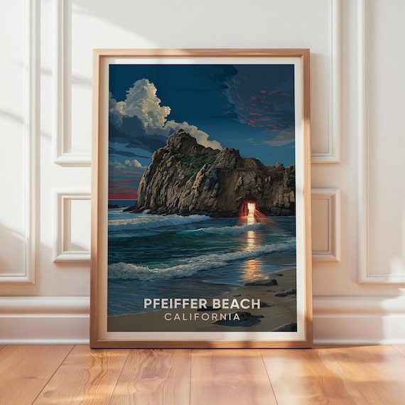 Pfeiffer Beach Sea Arch Sunset Big Sur California Coastline Poster