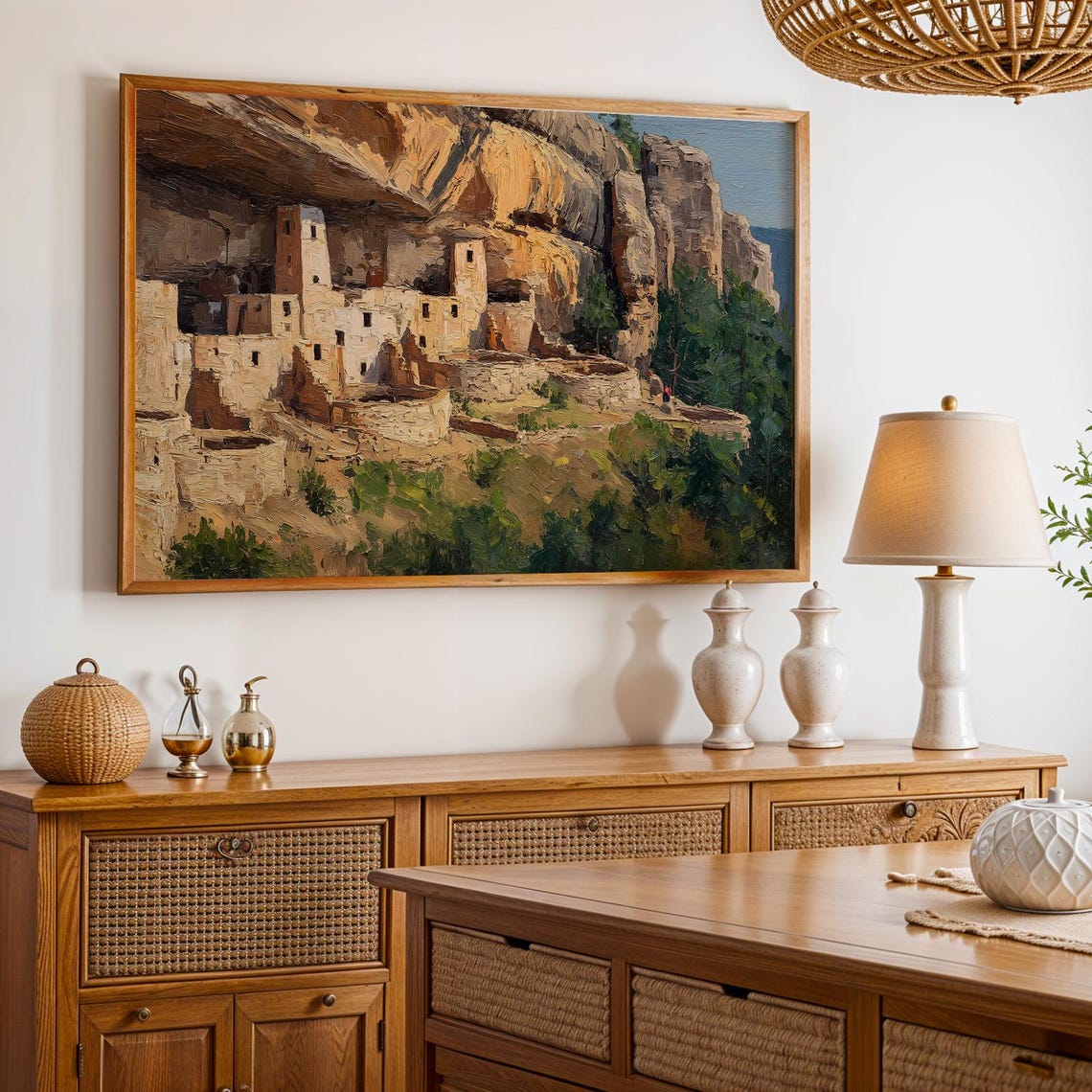 Mesa Verde National Park Colorado Cliff Dwelling Oil Painting Poster