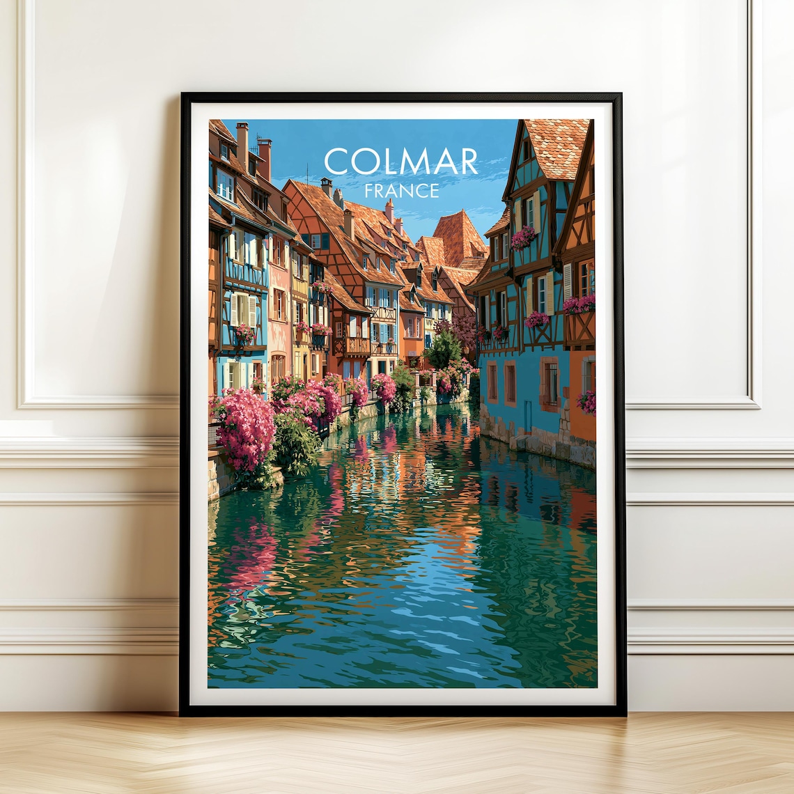 Colmar France Vintage Travel Canal Half Timbered Town Poster