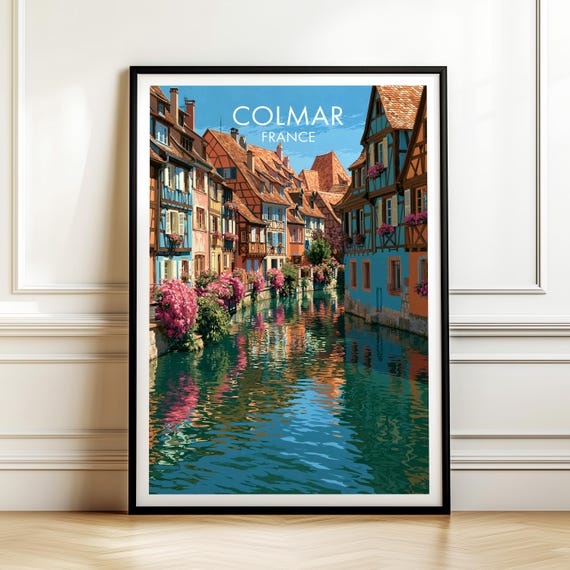 Colmar France Travel Poster Vintage Europe Cityscape Wall Art Print For Home Decor