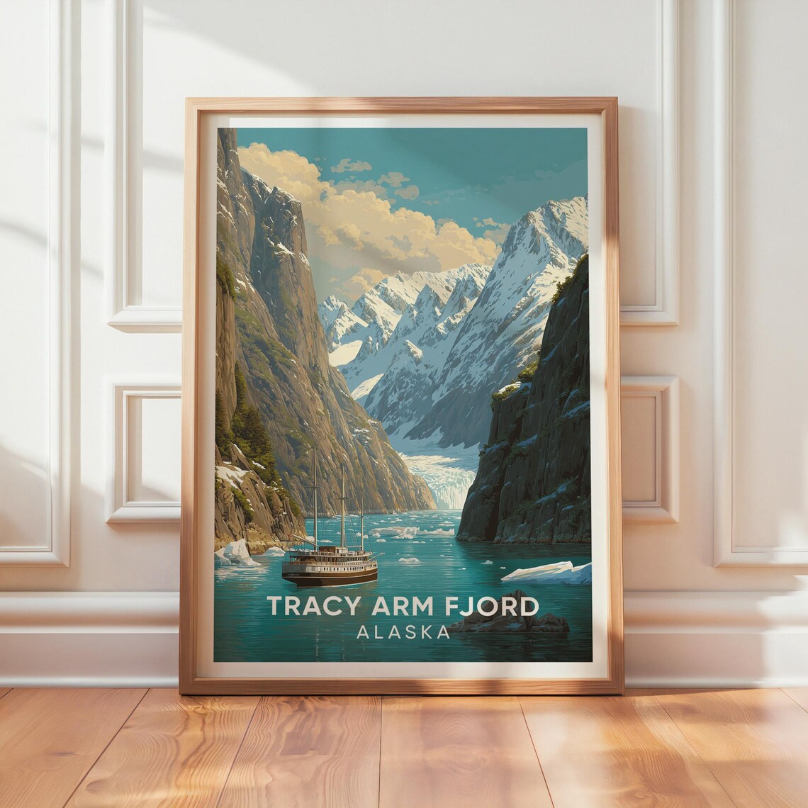Tracy Arm Fjord Alaska Vintage Travel Poster