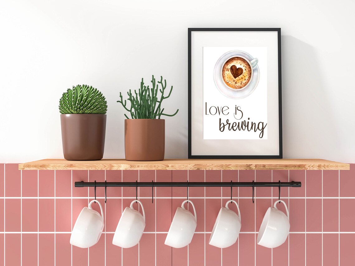 Love Is Brewing Coffee Bar Sign, Kitchen Decor - Image 3