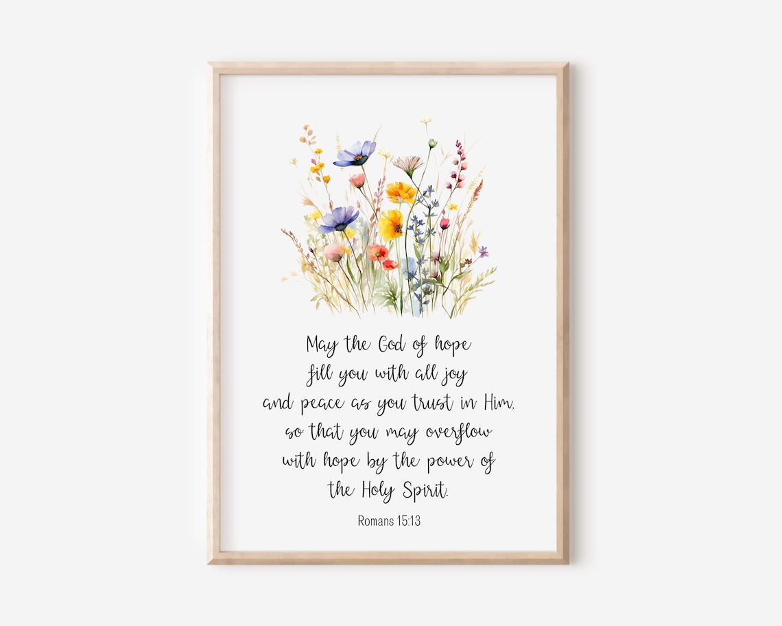 Romans 15:13 God Of Hope Wildflowers Scripture Watercolor Poster