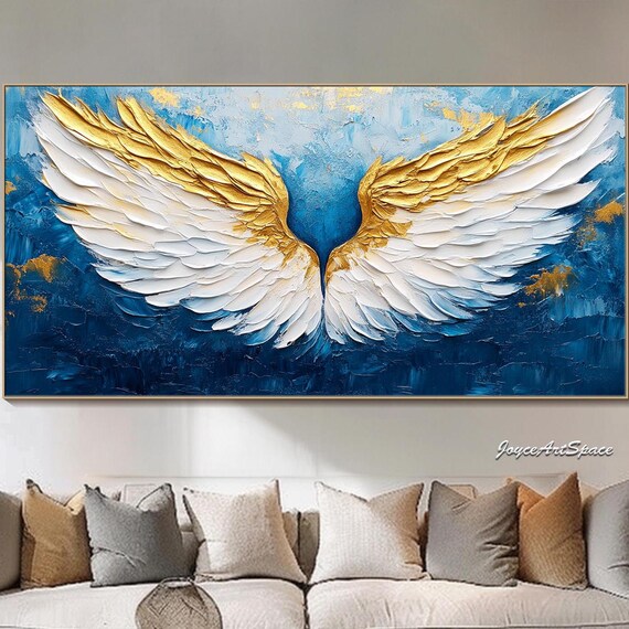 Large Abstract Wall Art Wings Oil Painting Bed Room Wall Art 3d Textured Art Modern Wall Art Unique Gift Spiritual Inspired Painting