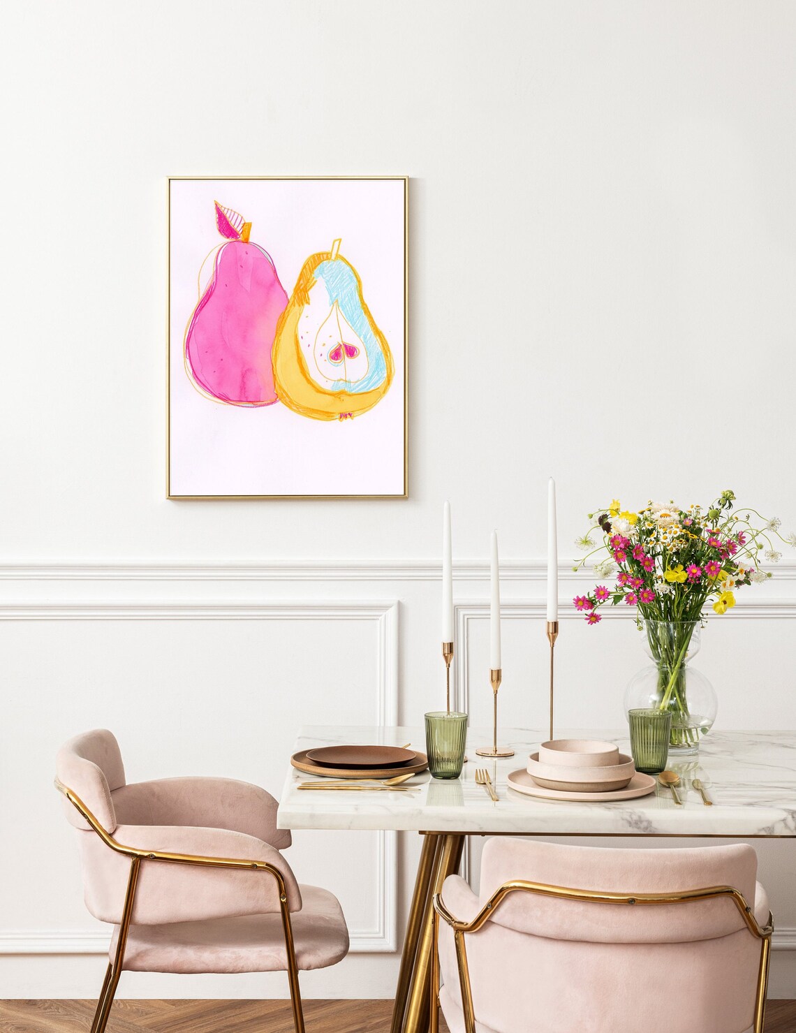 Pear Kitchen Print Decor Wall Art Fruit Painting Fruit Illustration Poster - Image 3