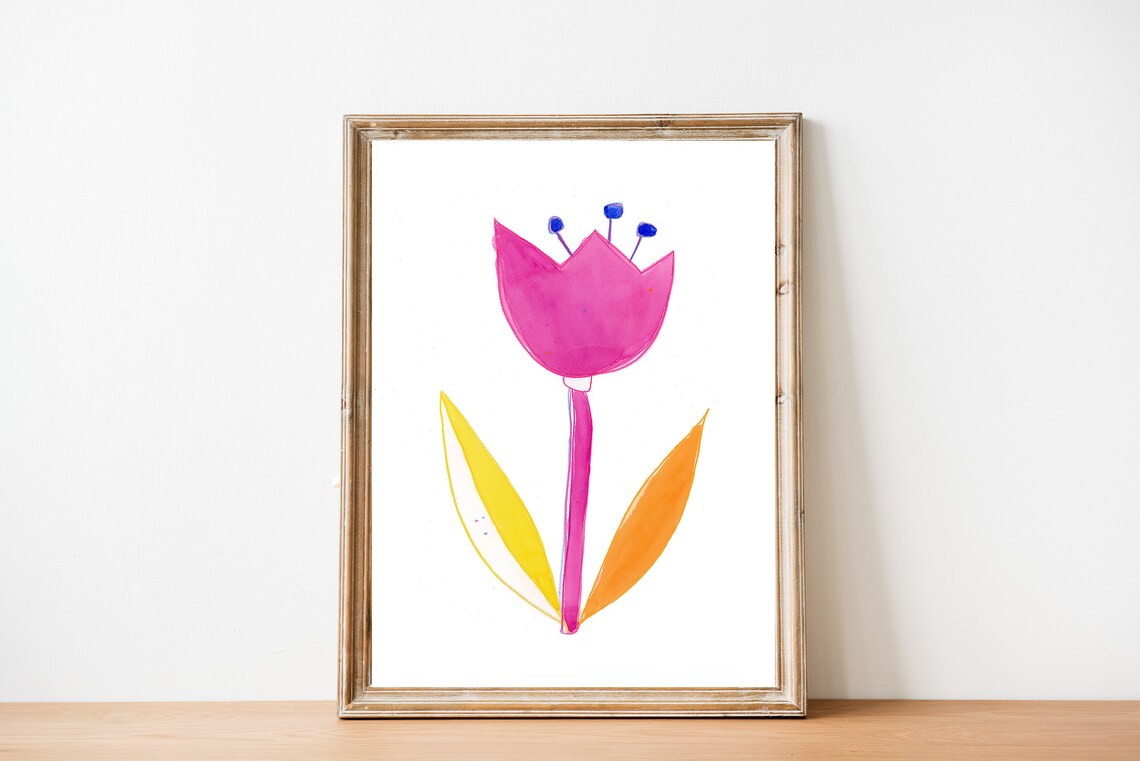 Pink Tulip Watercolor Floral Botanical Spring Flower Art Poster - Image 2
