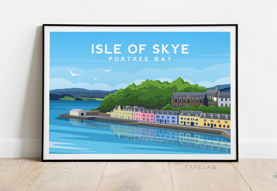 Isle Of Skye Travel Poster, Portree Bay Wall Art