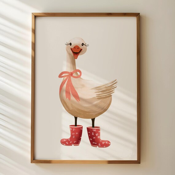 Fun Duck Art Print Cute Wall Decor Nursery Animal Kids Room Artwork Silly Goose Playroom Whimsical Bird