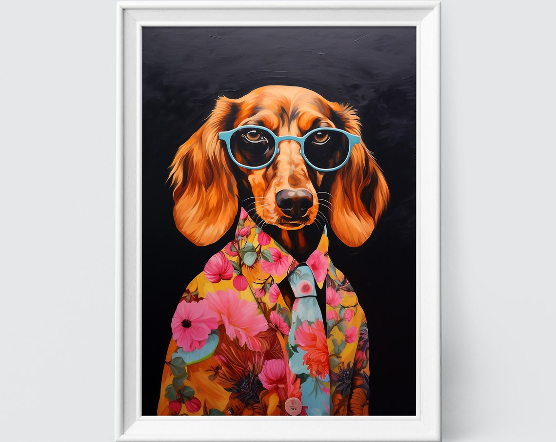 Dachshund Dog Art Fashion Print Dog Portrait Fashion Art Animal Art Animal Painting Art Prints