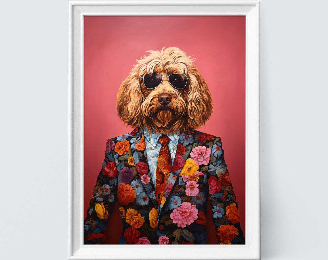 Goldendoodle Dog Art Fashion Print Dog Portrait Fashion Art Animal Art Animal Painting Art Prints
