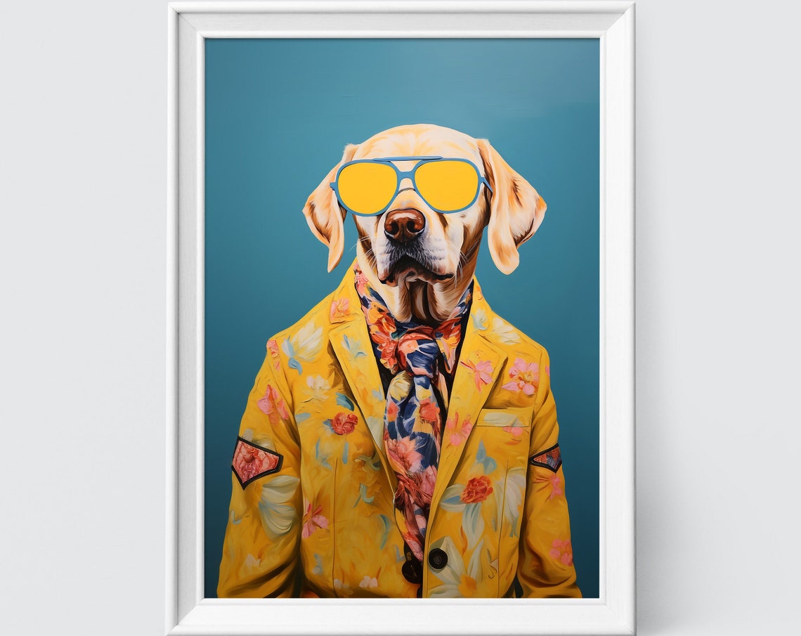 Yellow Lab Dog Art Fashion Print Dog Portrait Fashion Art Animal Art Animal Painting Art Prints