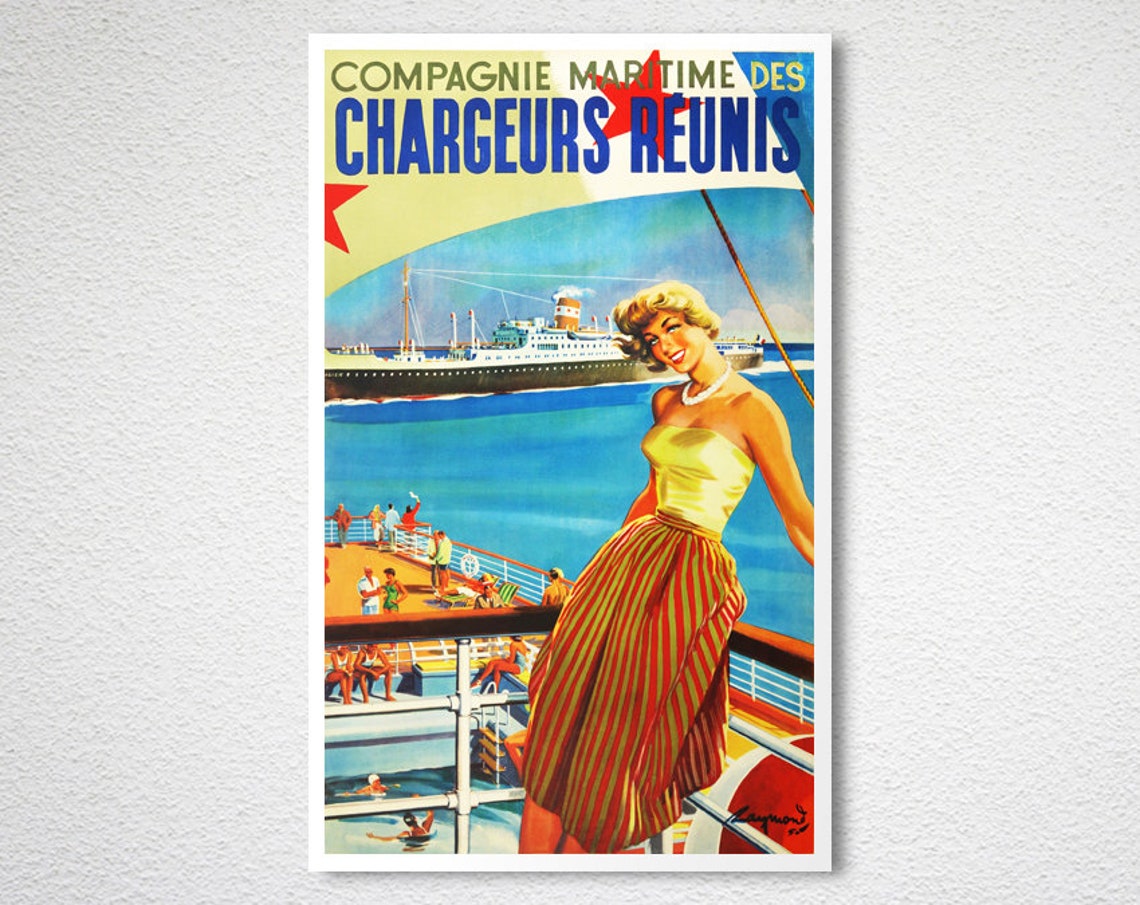 Compagnie Maritime Chargeurs Reunis French Ocean Liner Poster - Image 2