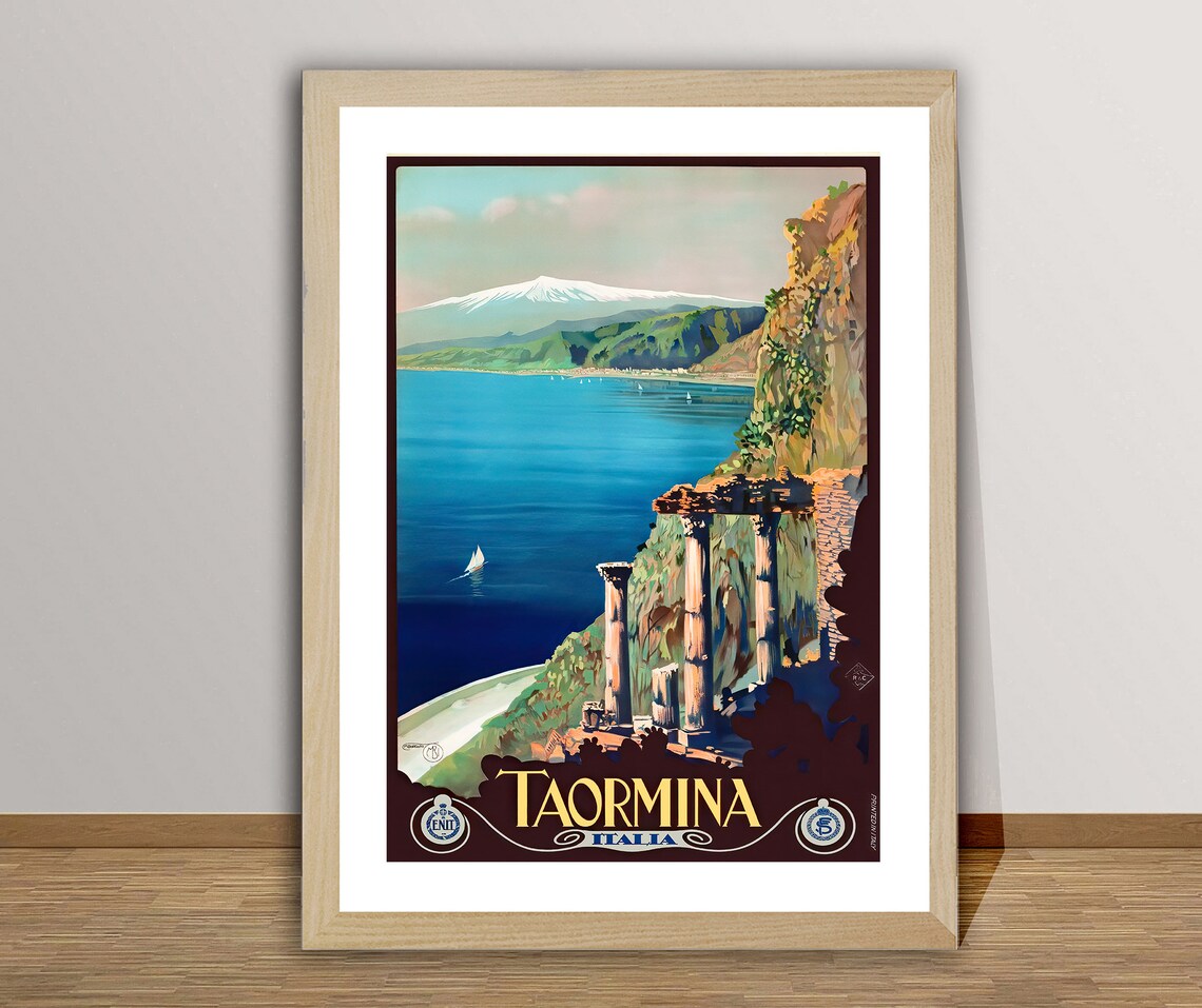 Taormina Italia Vintage Travel Poster Art Print
