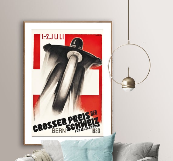Grosser Preis Der Schweiz 1933 Vintage Motorcycle Poster
