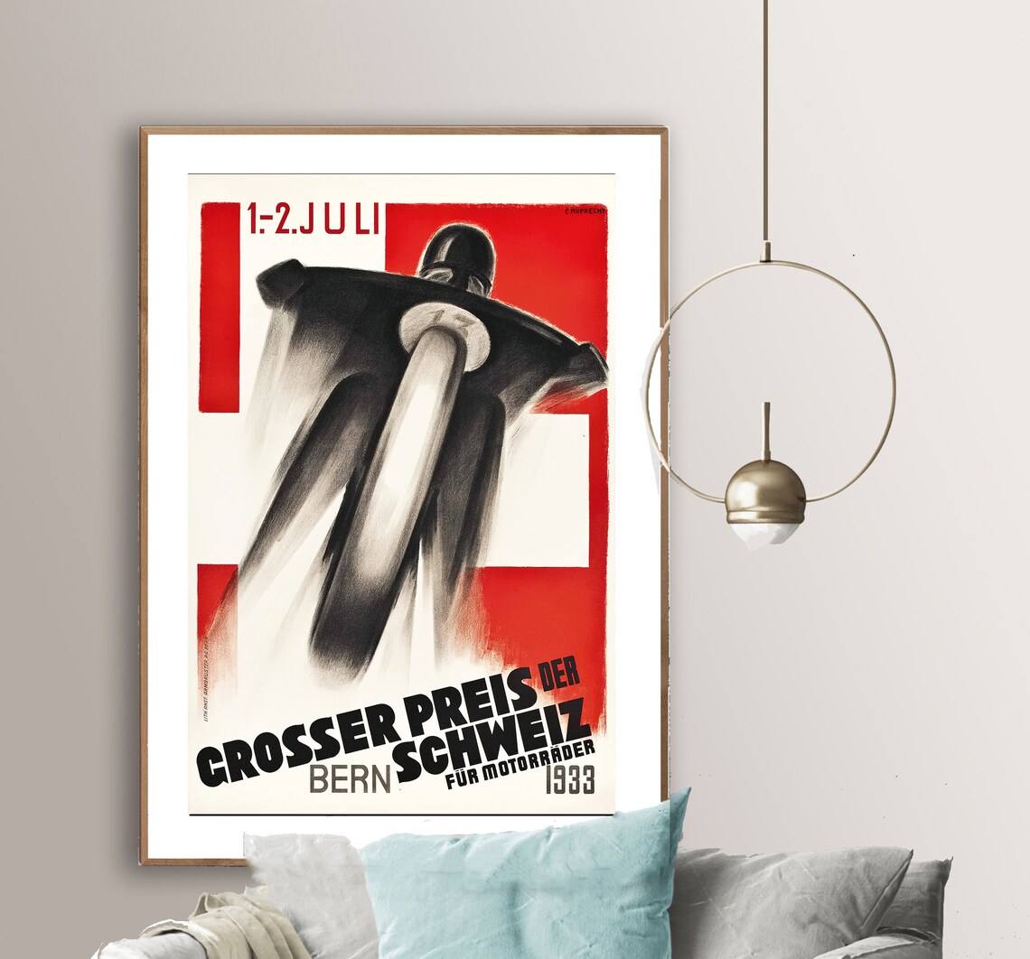 Grosser Preis Der Schweiz 1933 Vintage Motorcycle Poster