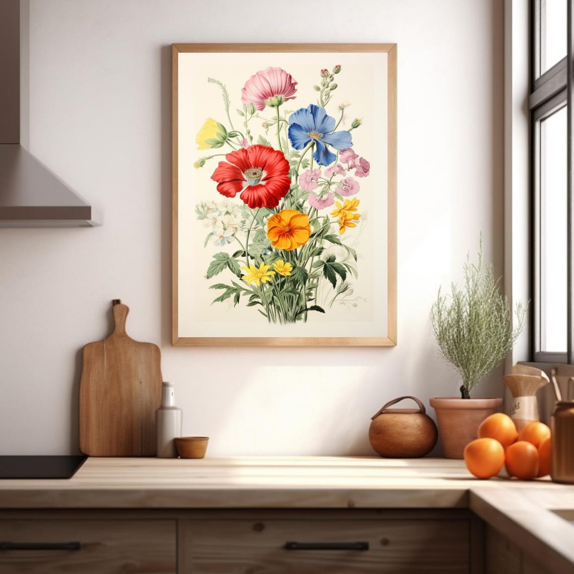 Vintage Floral Print Art Botanical Print Bedroom Wall Art Vintage Botanical Art Farmhouse Cottage Flower Print Wildflowers - Image 5
