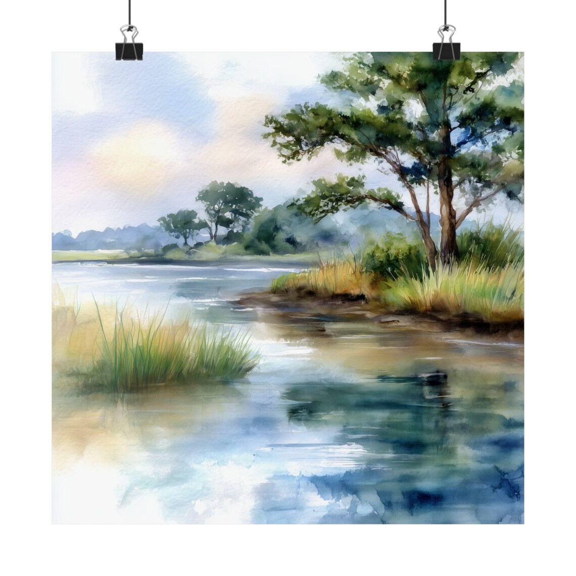 Sea Island Watercolor Print, Coastal Georgia Landscape