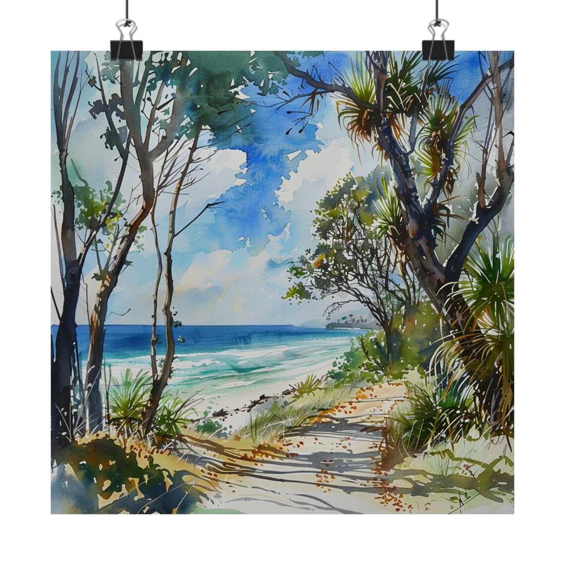 Fraser Island Watercolor Art Print, Coastal Queensland