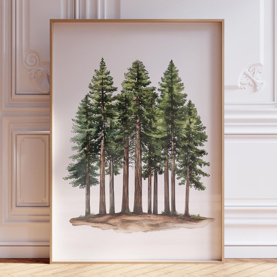 Woodsy Lake House Pine Tree Forest Art Print