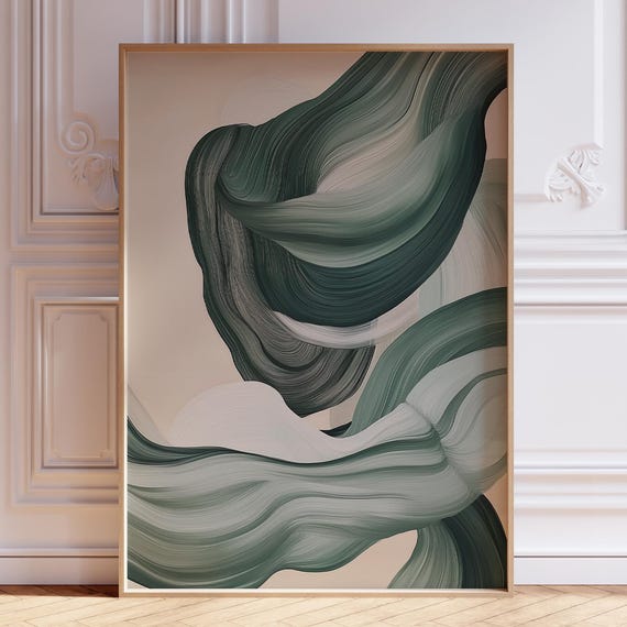 Sage Green Wall Art Japandi Room Decor Mid Century Wabi Sabi Zen