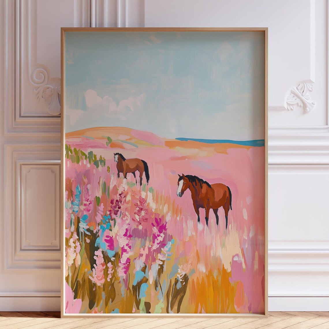 Pink Coastal Cowgirl Poster, Boho Vintage Horse