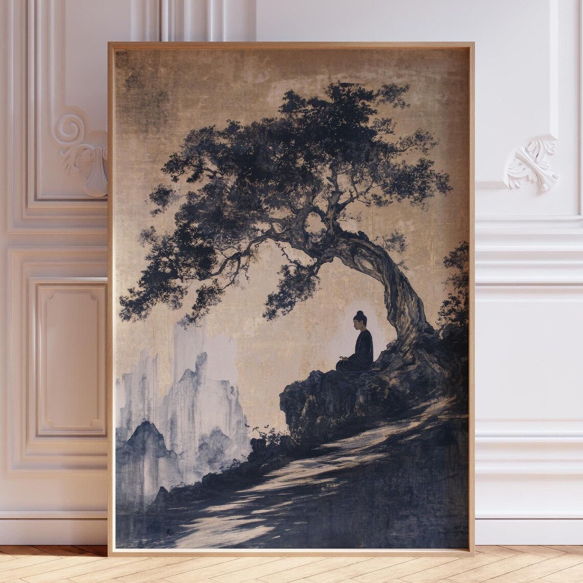 Minimalist Buddha Art Print, Zen Bodhi Tree Poster