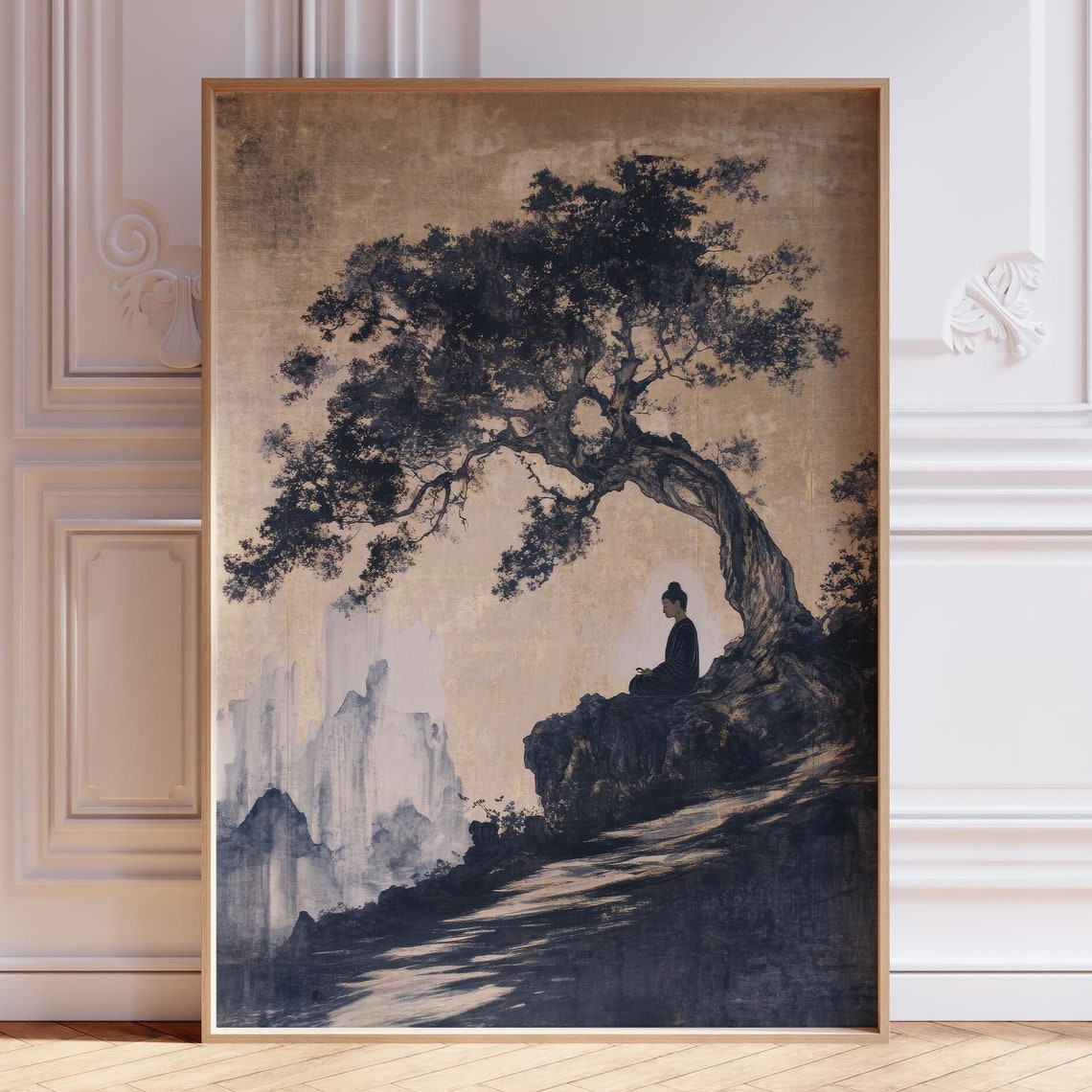 Minimalist Buddha Wall Art Print Gautama Poster Spiritual Bodhi Tree Buddhist