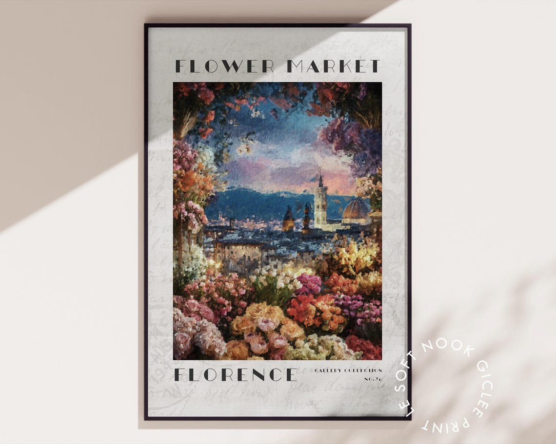 Florence Flower Market Duomo Dome Moody Dusk Cityscape Poster