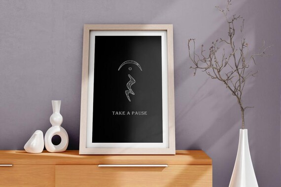 Take a Pause Black Statement Text Uppercase Minimalist Art Poster