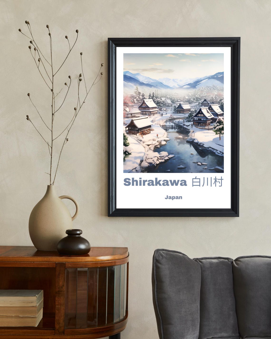 Shirakawa Go Travel Poster, Japan Winter Artwork - Image 2