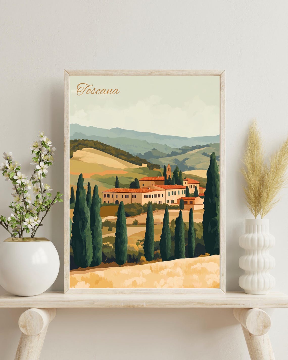 Tuscany Poster Tuscany Travel Print Tuscany Vintage Print Tuscany Retro Art Toskana Art Italian Wall Art Kitchen Decor Christmas Gift