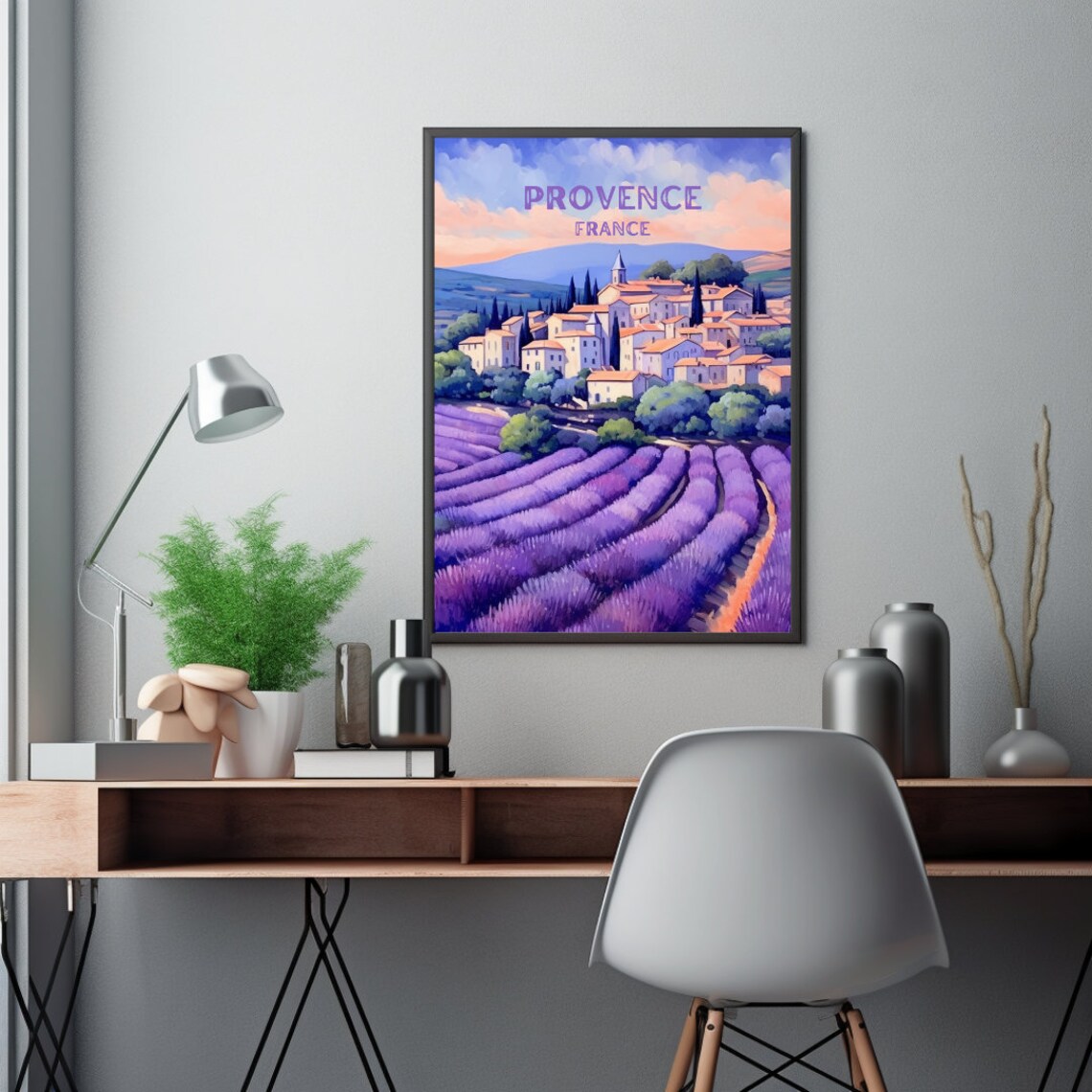 Provence France Traditional Travel Poster, Lavender Field - Image 2
