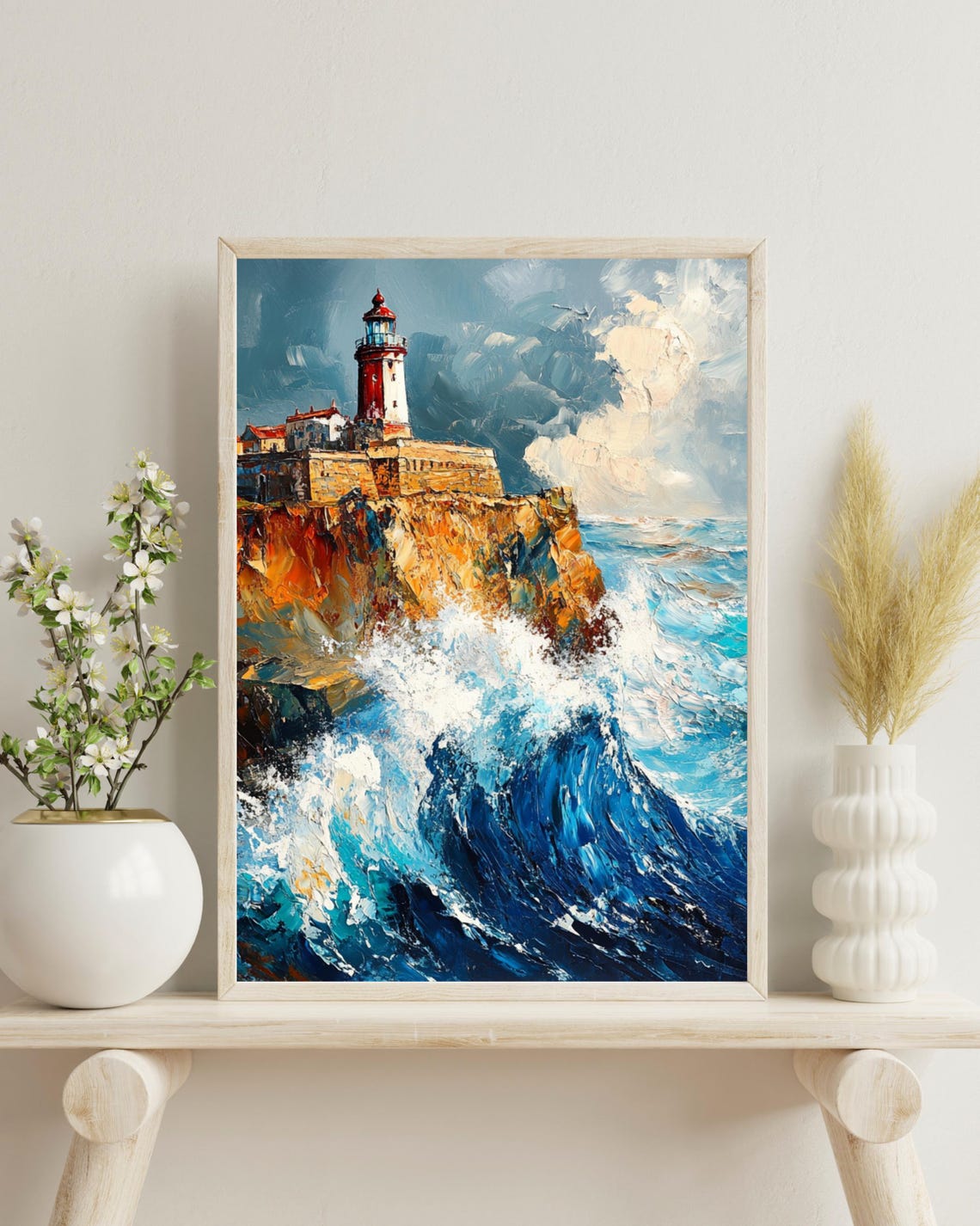 Nazare Travel Poster, Portugal Waves Art