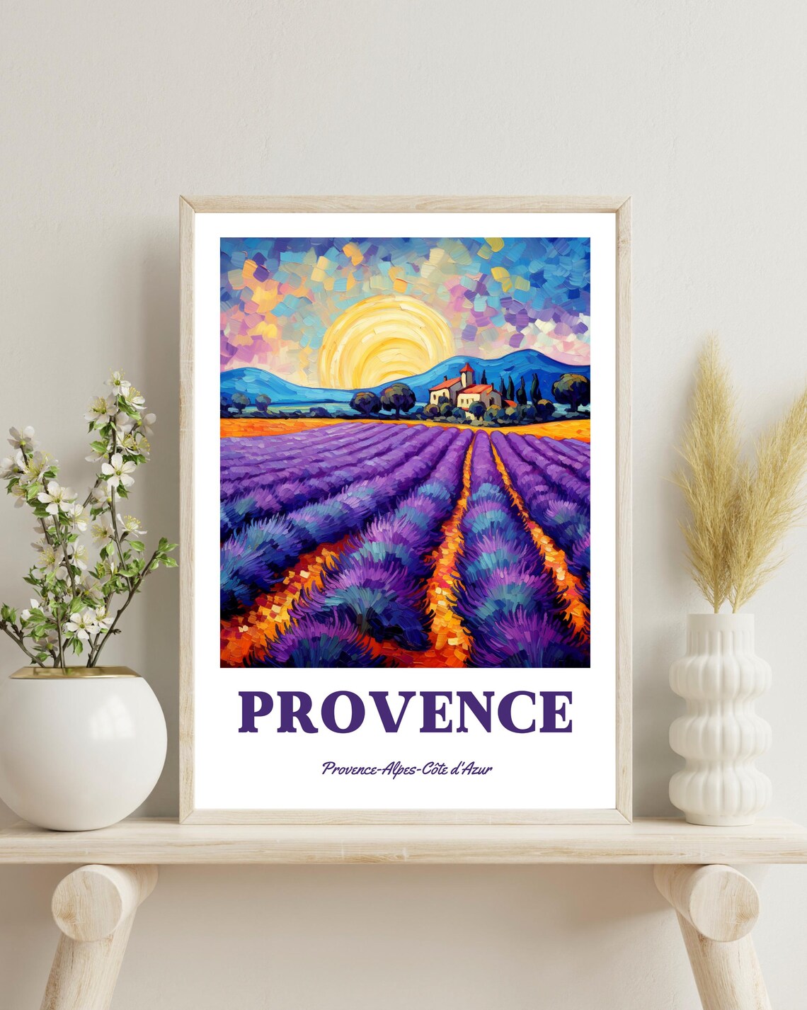 Provence Lavender Field - Vintage Travel Poster