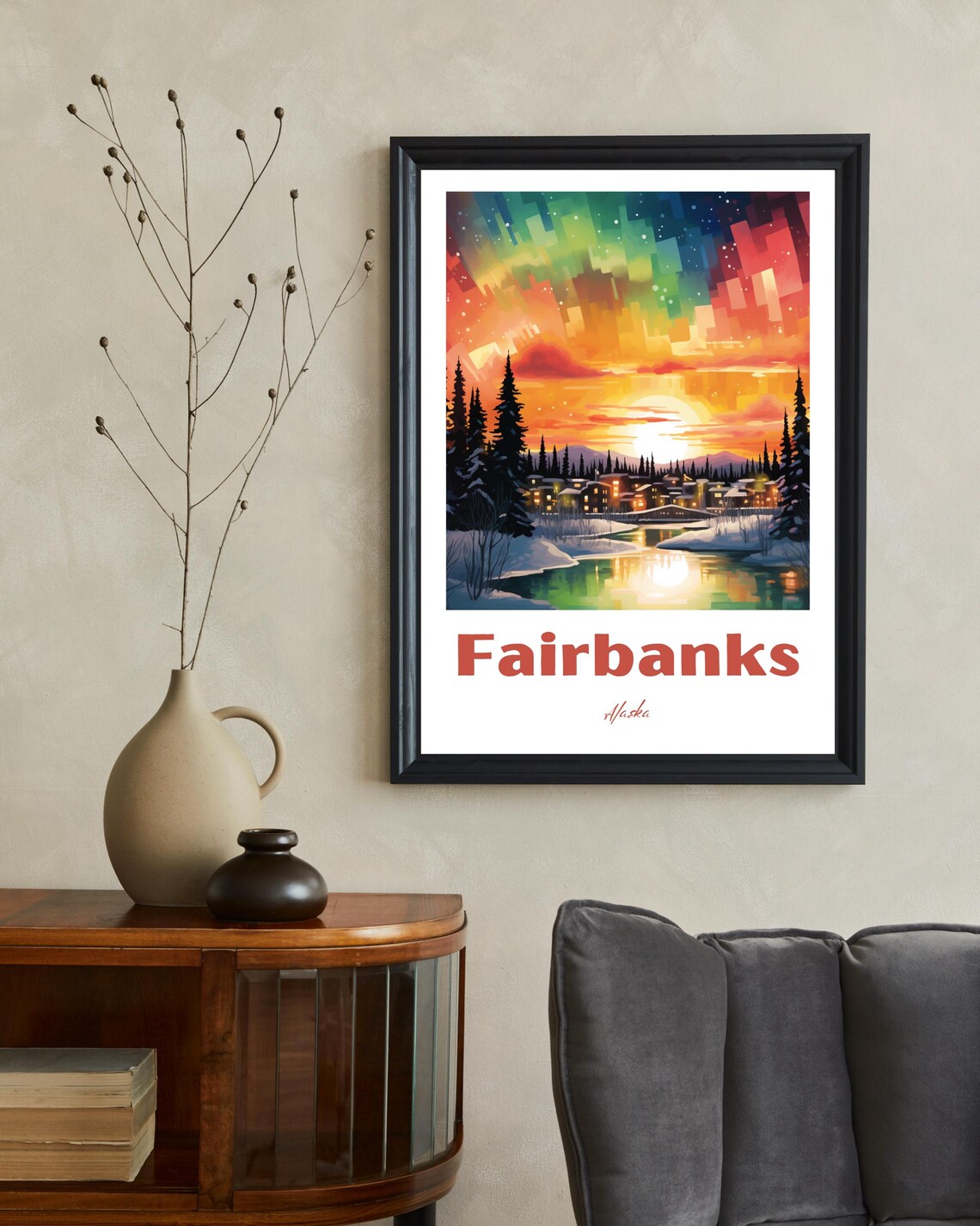 Fairbanks Alaska Travel Poster, Christmas Winter Art - Image 2