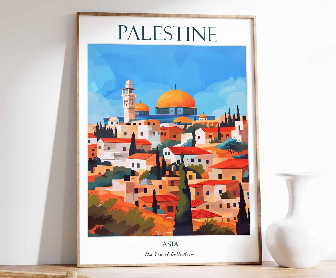 Palestine Jerusalem Dome of the Rock Cityscape Travel Poster