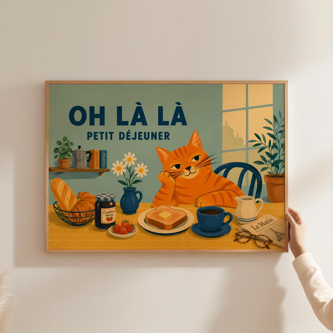 Danish Pastel Oh La Ginger Cat Poster, Kitchen Decor