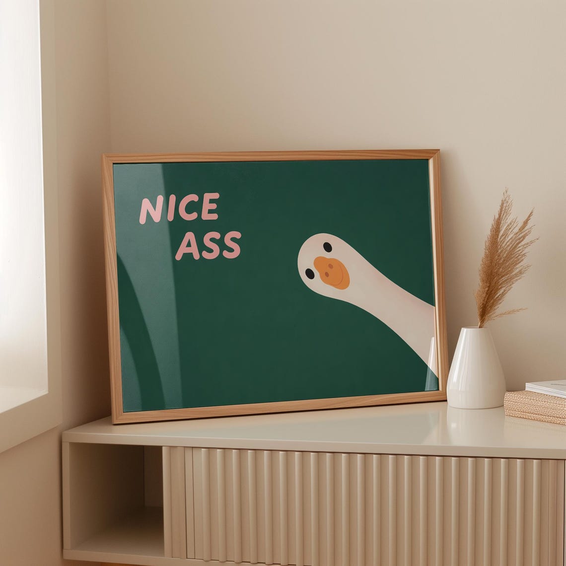 Nice Ass Goose Landscape Funny Minimalist Bathroom Animal Poster