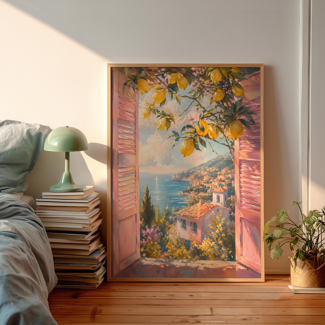 Amalfi Coast Lemon Poster, Mediterranean View Travel Poster