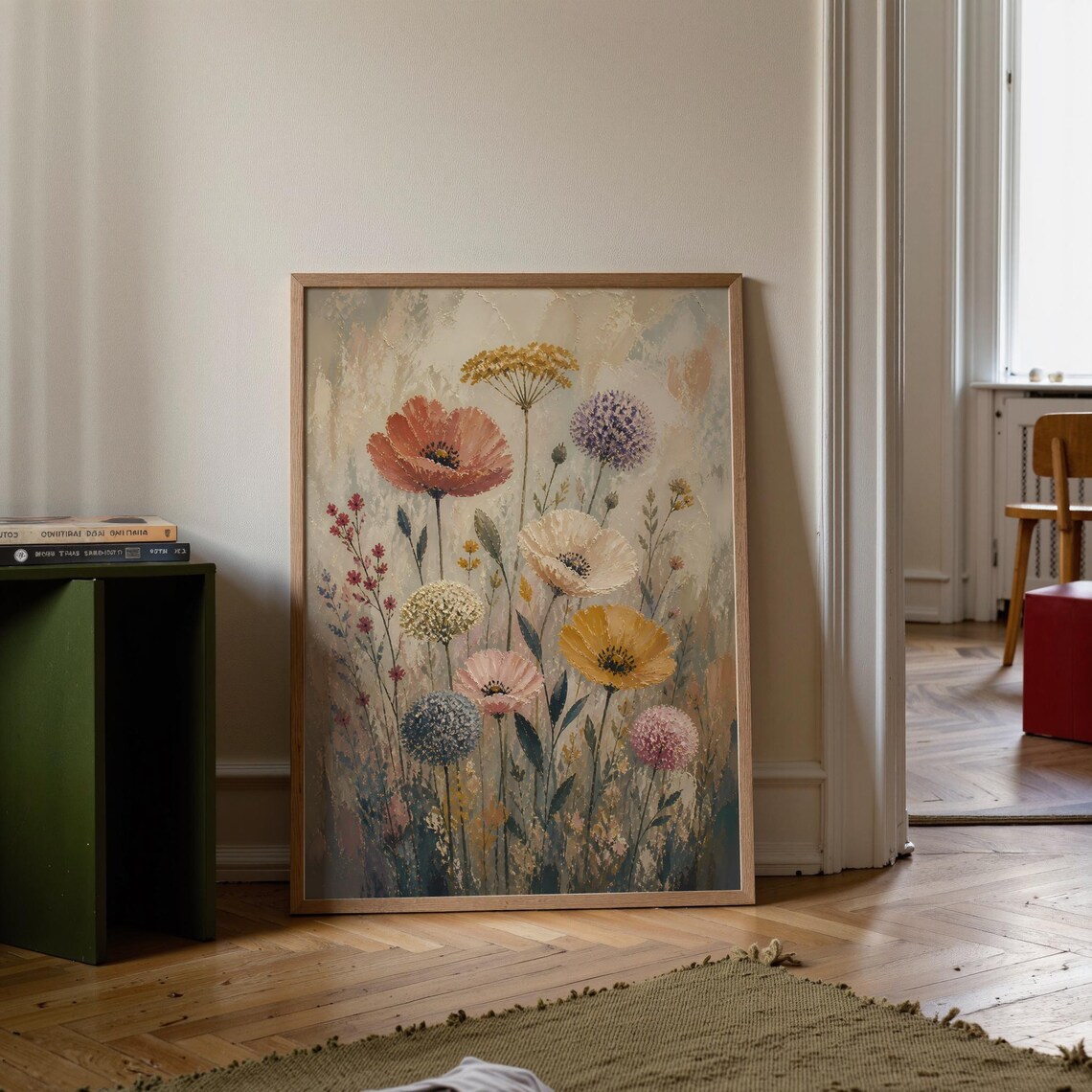 Wildflower Field Oil Painting Poster Vintage Botanical Floral Decor
