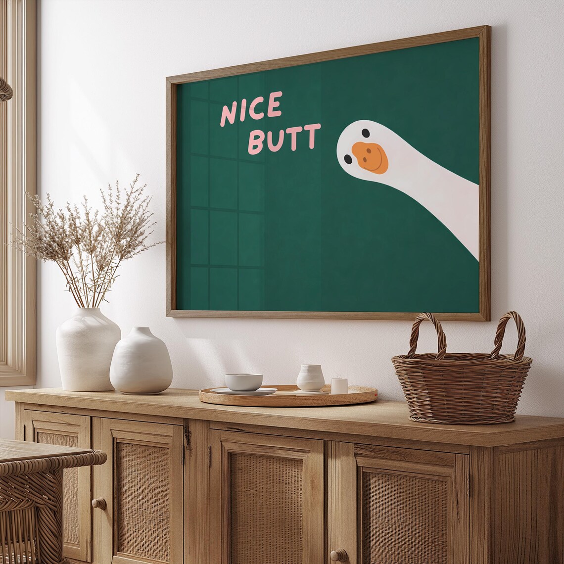 Nice Butt Goose Minimalist Animal Humor Art Print