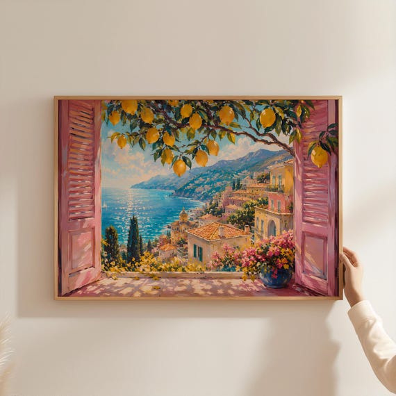 Mediterranean Window Lemon Art Print, Amalfi Coast