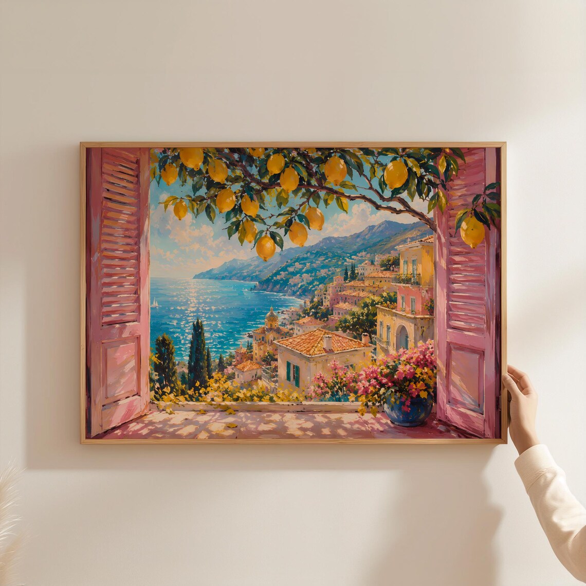 Mediterranean Window Lemon Art Print, Amalfi Coast