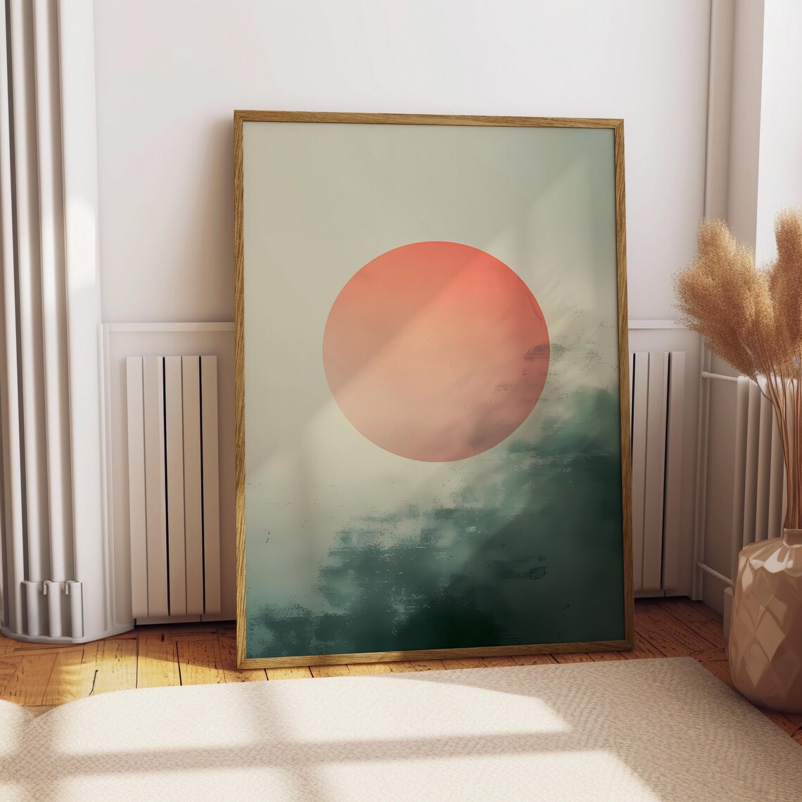 Minimalist Sun, Misty Forest Zen Landscape Poster