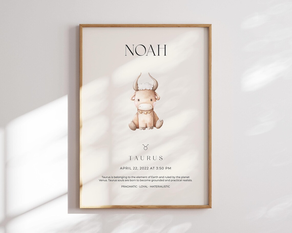 Children's Zodiac Sign Poster, Birth Gift