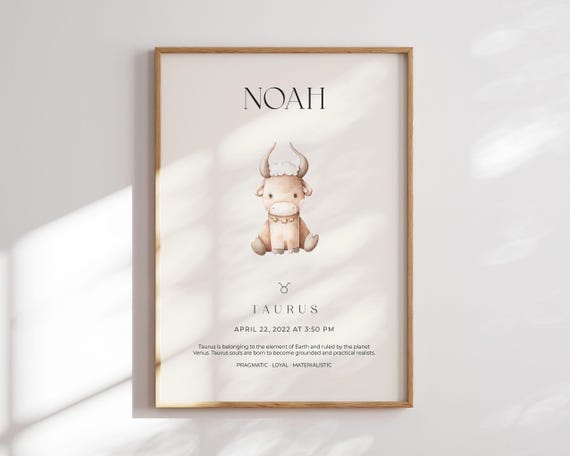 Children's Zodiac Sign Poster, Birth Gift