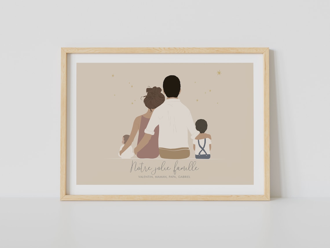 Personalized Family Portrait Art Print, Mother's Day