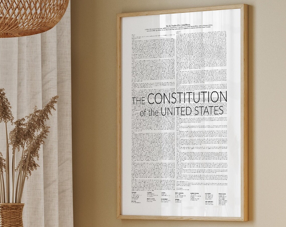 United States Constitution Poster, Patriotic Wall Decor